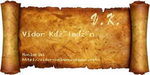 Vidor Kálmán névjegykártya